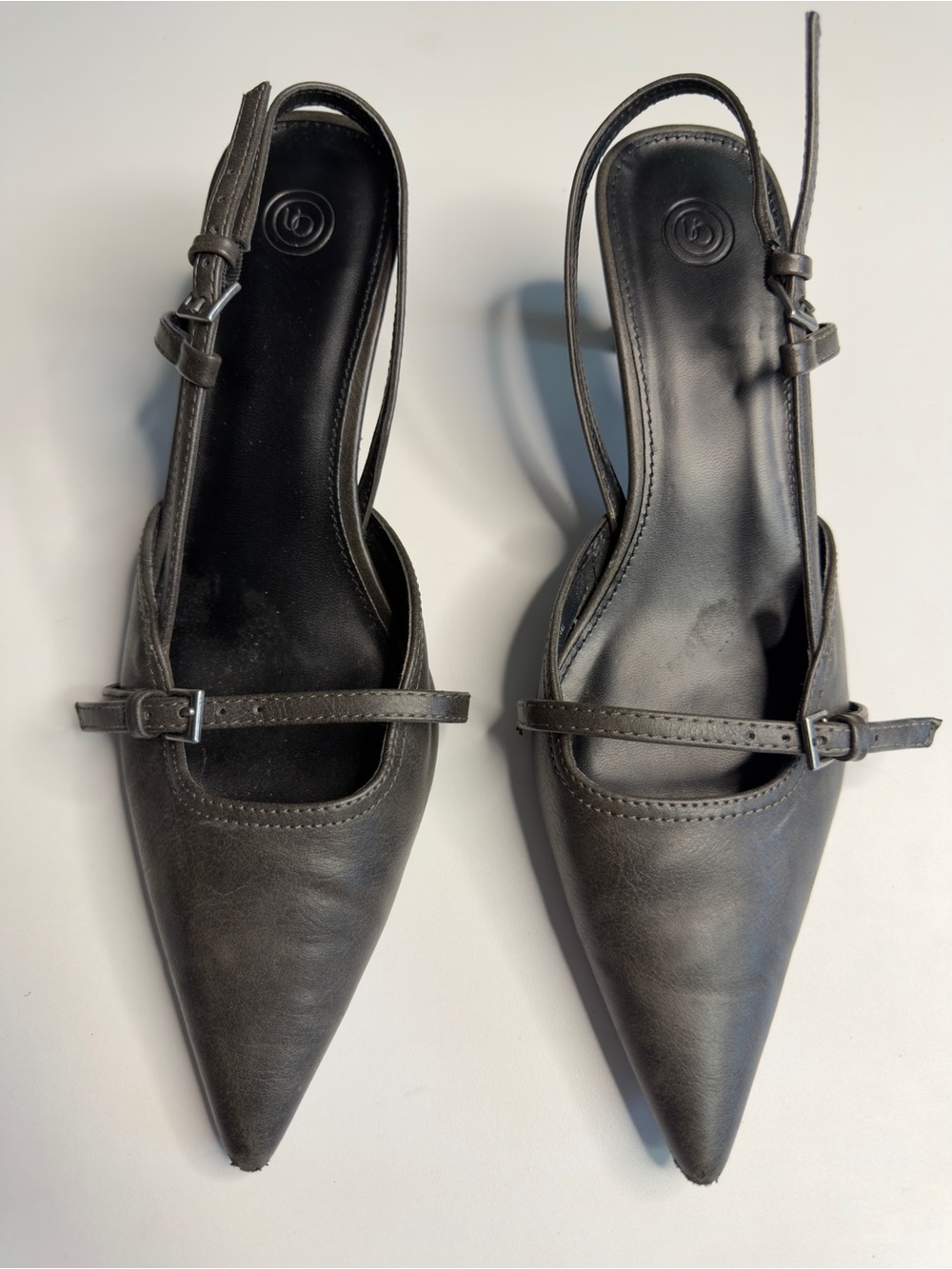 Urban Outfitters Black Pointed Slingback Flats with Mary Jane Strap
